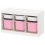 IKEA TROFAST ТРУФАСТ Комбінація для зберігання + контейнери, білий / рожевий, 99x44x56 см 89335504 893.355.04