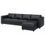 IKEA VIMLE ВІМЛЕ 4-місний диван, з шезлонгом / Grann / Bomstad чорний 09306708 093.067.08